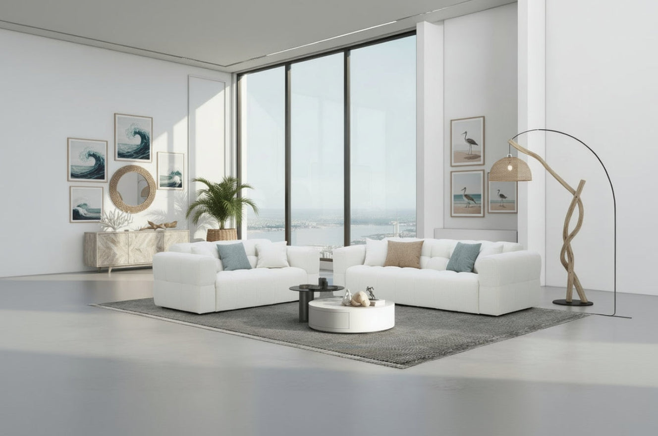 Travis 2.5 Seater Ivory Fabric Lounge