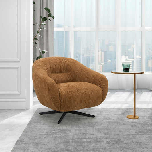 Vinnie Honey Gold Fabric Swivel Occasional Chair