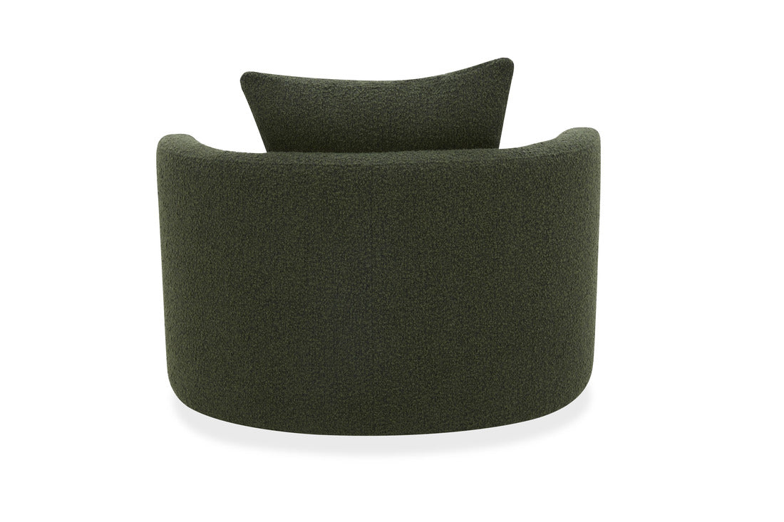 Tate Fabric Occasional Swivel Chair – Modern Curved Accent Chair with Cushions