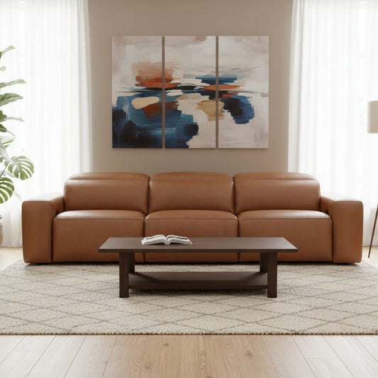 Elio 3 Seater Feather with Dual Leather Recliner