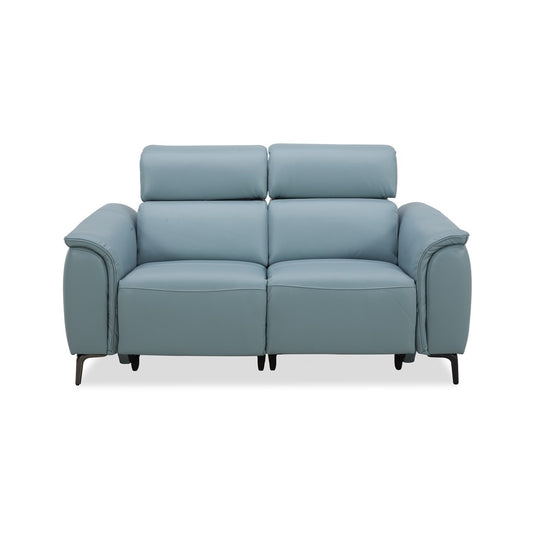 Kareena 2 Seater Leather Recliner Light Blue