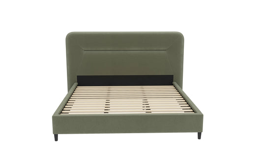 Lizzy Sage Green Fabric Queen Bed
