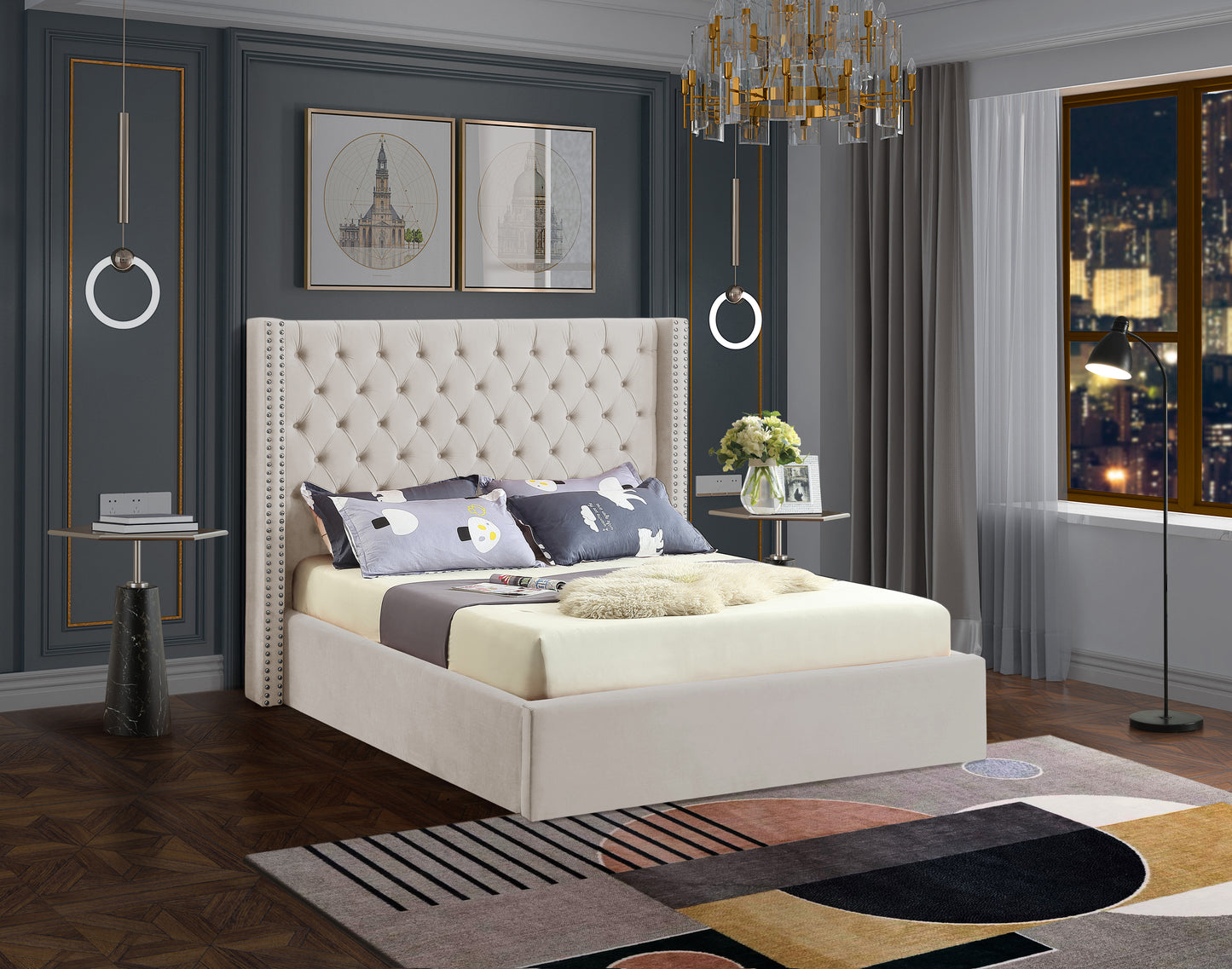 Coco Gas Lift Cream Fabric Bed