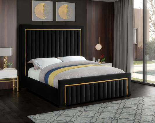 Sophia Black and Gold Fabric Bed