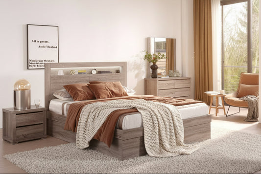 Austin Gas Lift Storage Bed in Oak