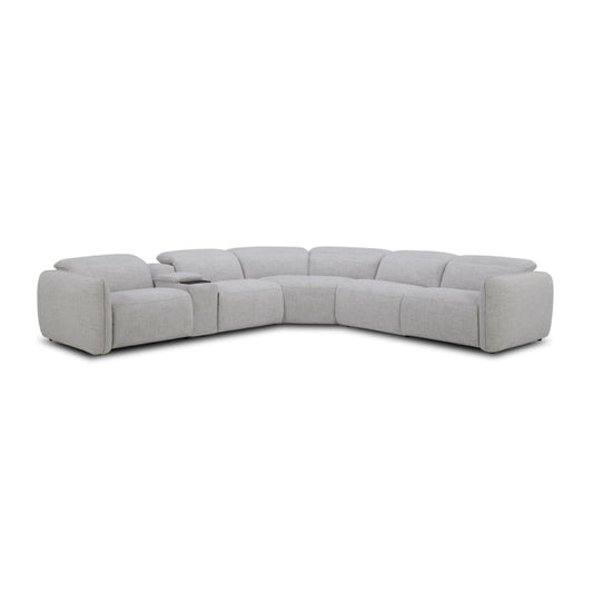 Napoleon Fabric Modular Corner Lounge With Recliners in Light Grey Color