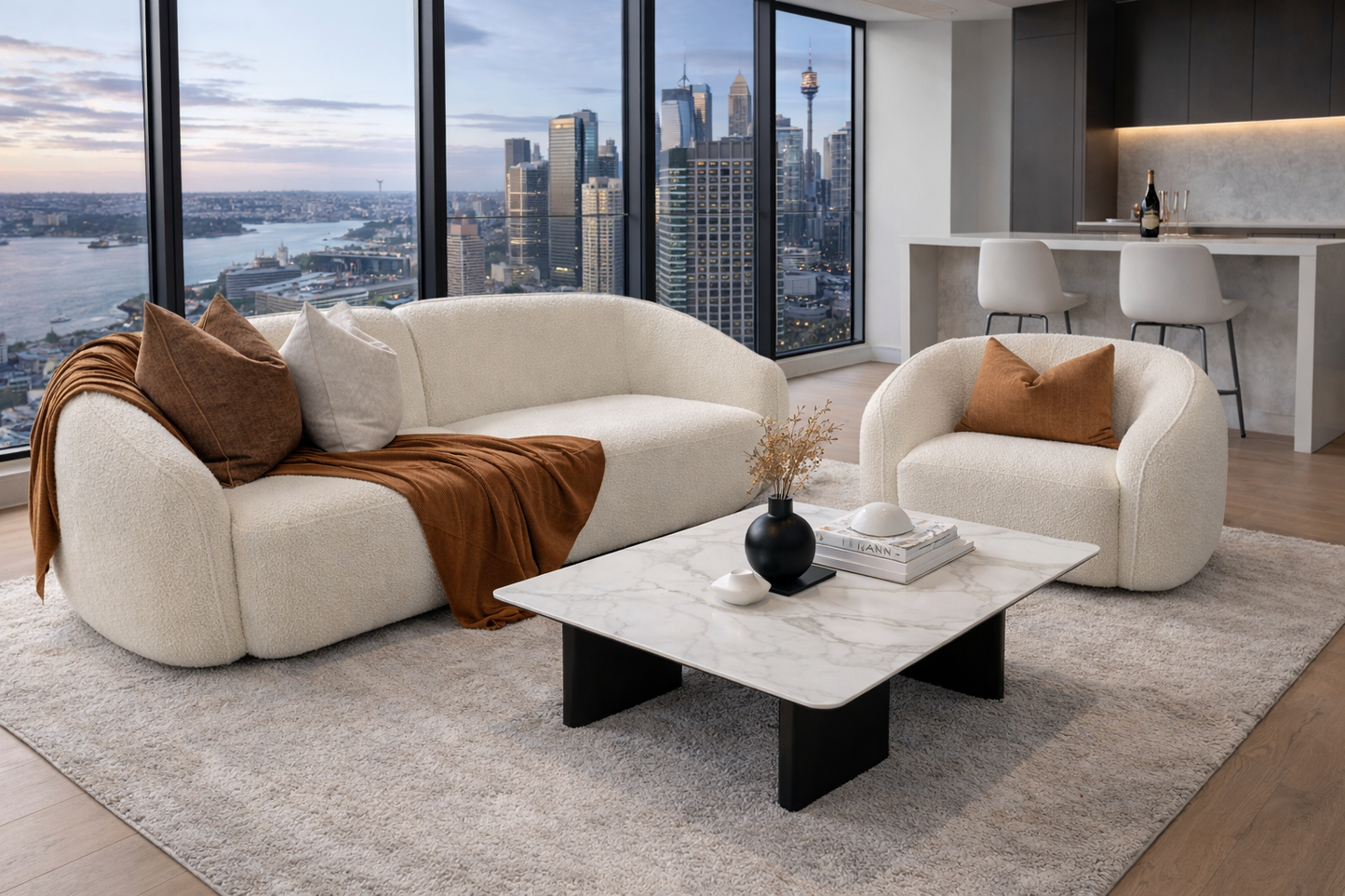 Portree 3 Seater Cream Fabric Sofa