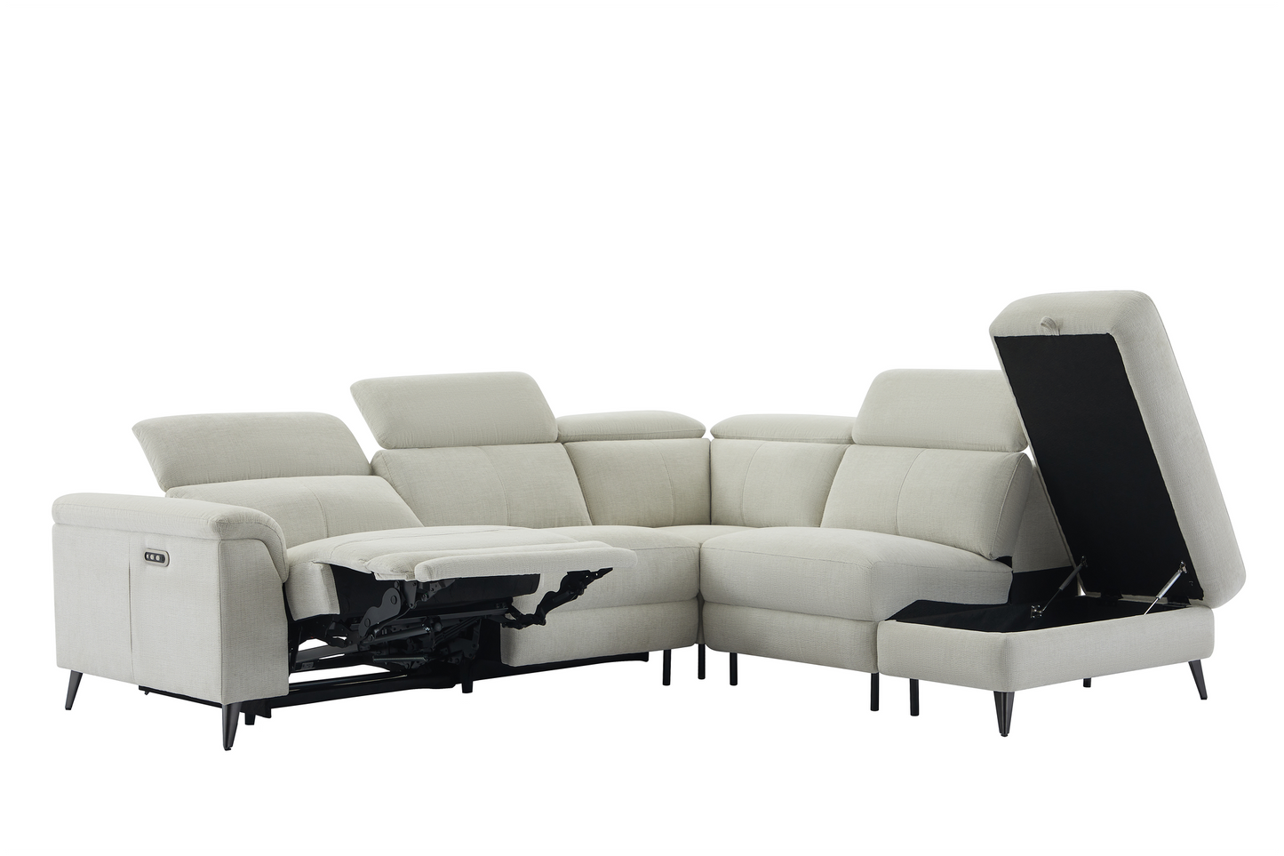 Ramsgate Fabric Recliner Chaise Lounge with Storage Ottoman
