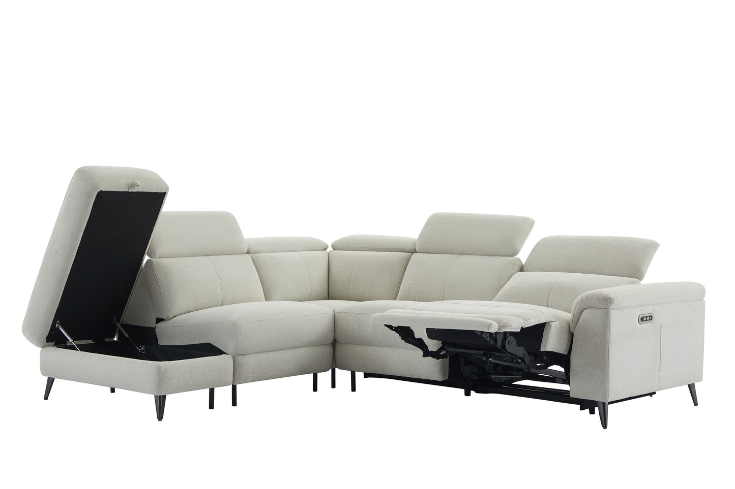 Ramsgate Fabric Recliner Chaise Lounge with Storage Ottoman