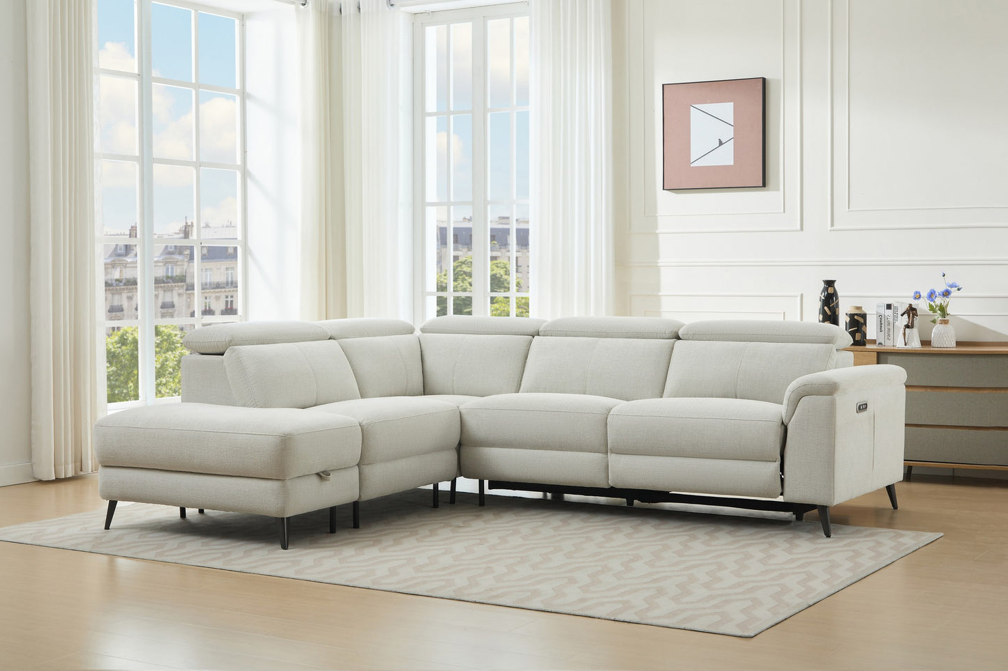 Ramsgate Fabric Recliner Chaise Lounge with Storage Ottoman