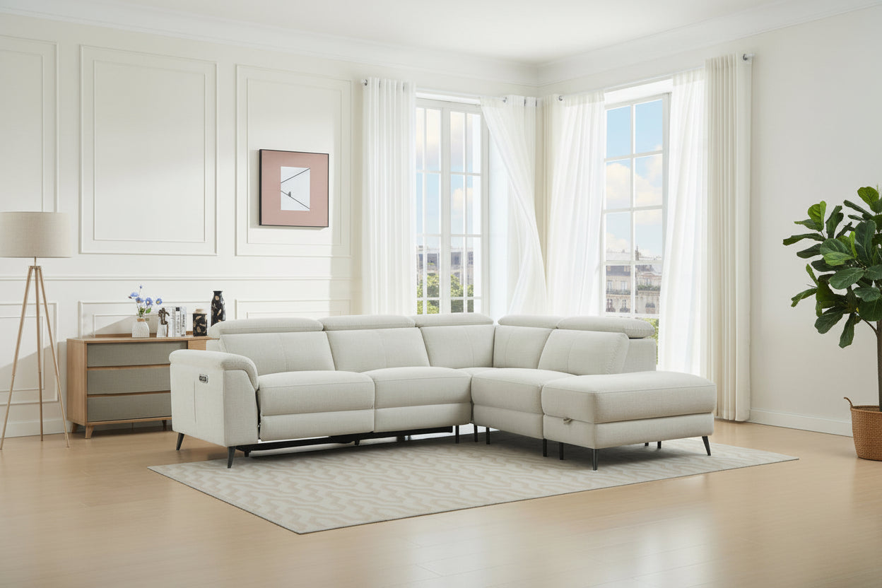 Ramsgate Fabric Recliner Chaise Lounge with Storage Ottoman
