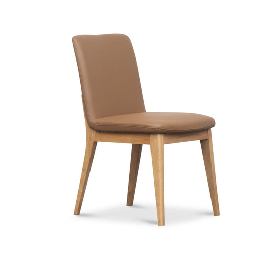 Recco Cognac Leather and Timber Dining Chair