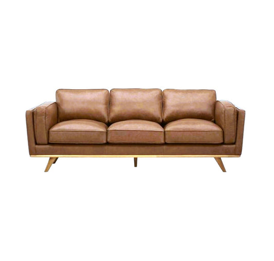 Reeves Tan Leather 3 Seater Leather Sofa