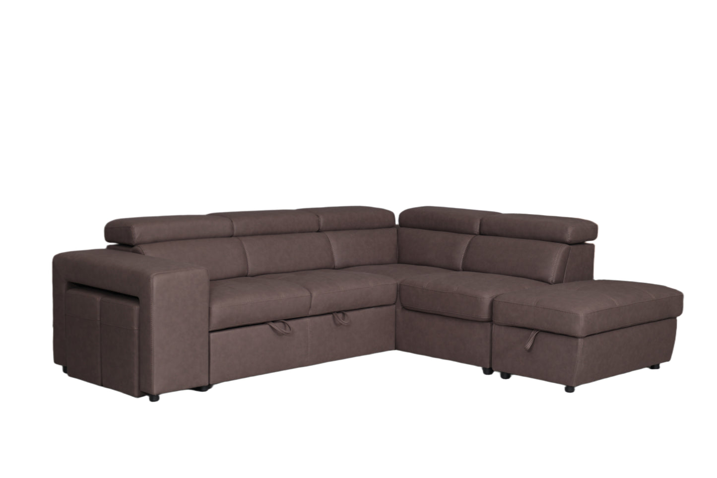Tobias Fabric 3-Seater Sofa Bed with Corner Chaise & Storage Ottoman