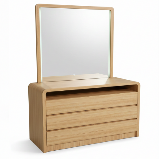 Trendy Oak Dresser and Mirror