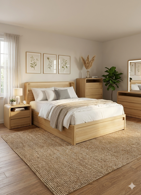Trendy Oak Timber Storage Bed