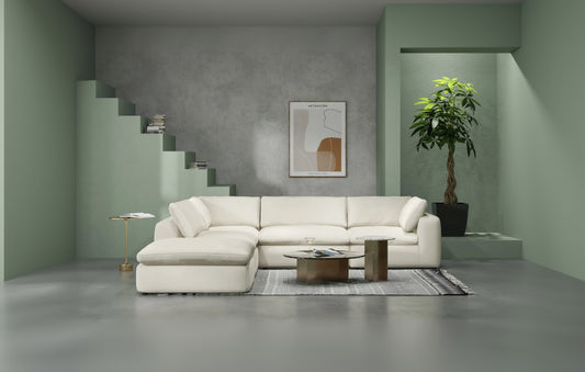 Veneto White Feather Filled Fabric Modular Lounge