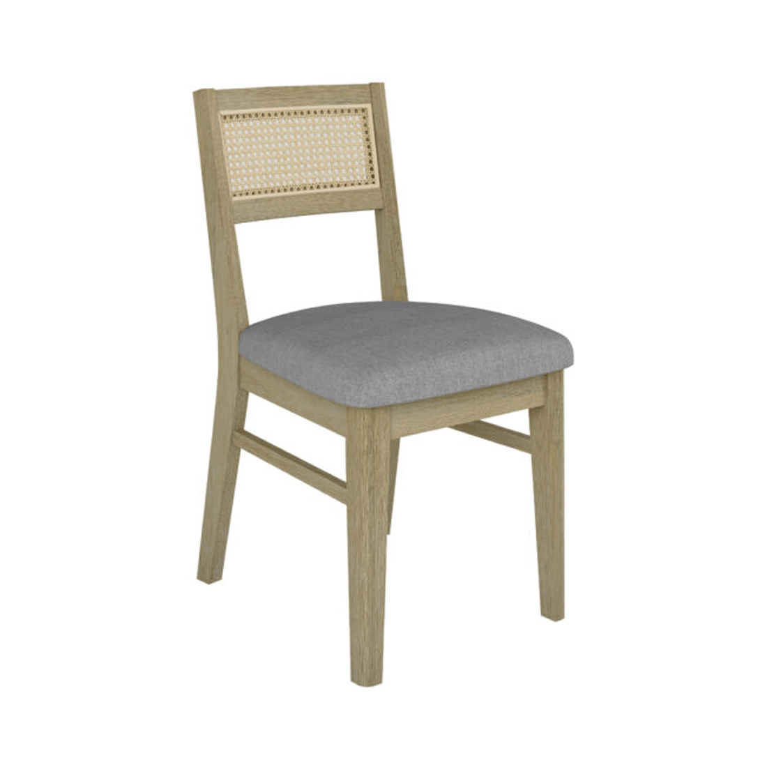 Malmo Timber and Rattan Dining Chair with Grey Fabric Seat